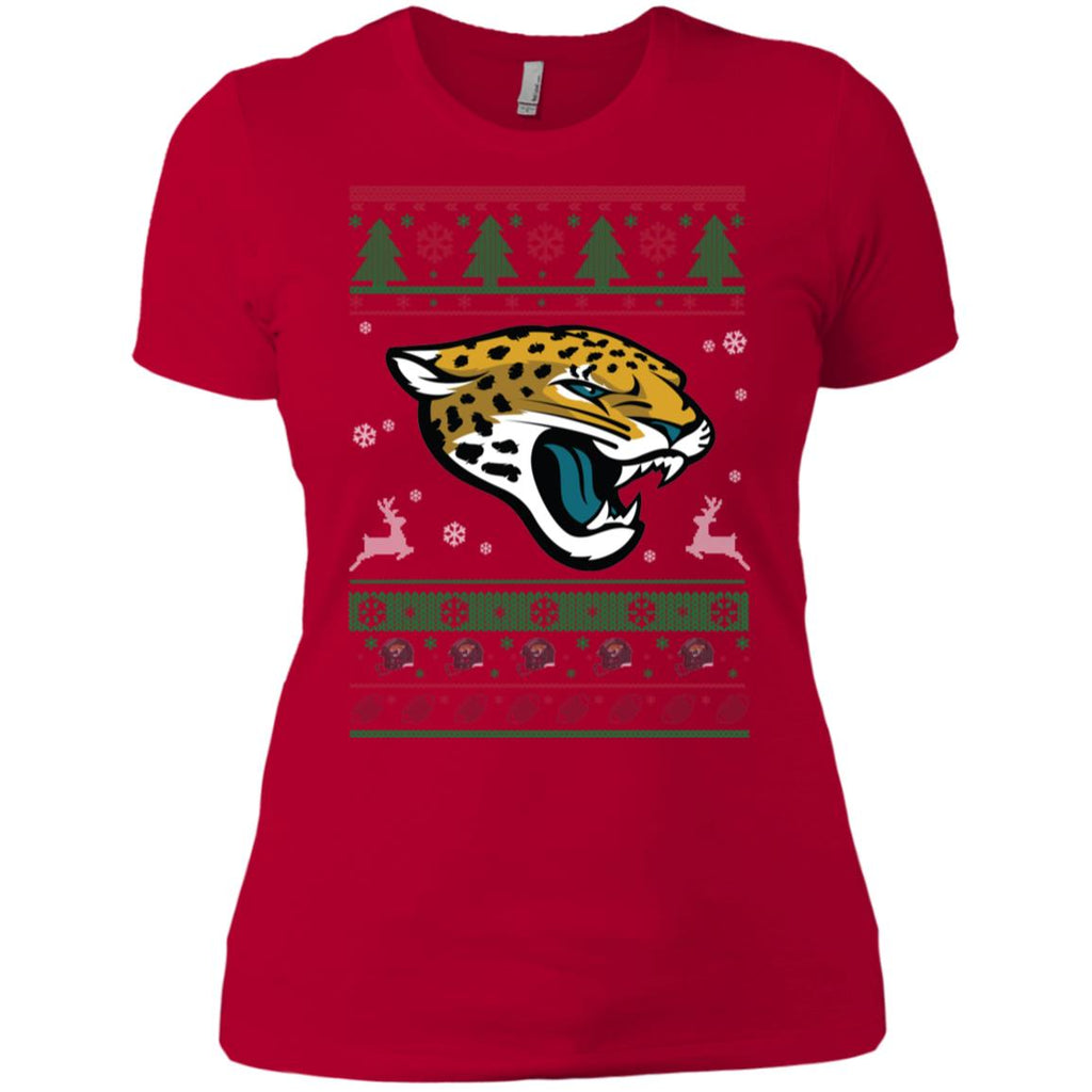 Jacksonville Jaguars Logo Football Teams Ugly Christmas Sweater Women T-Shirt