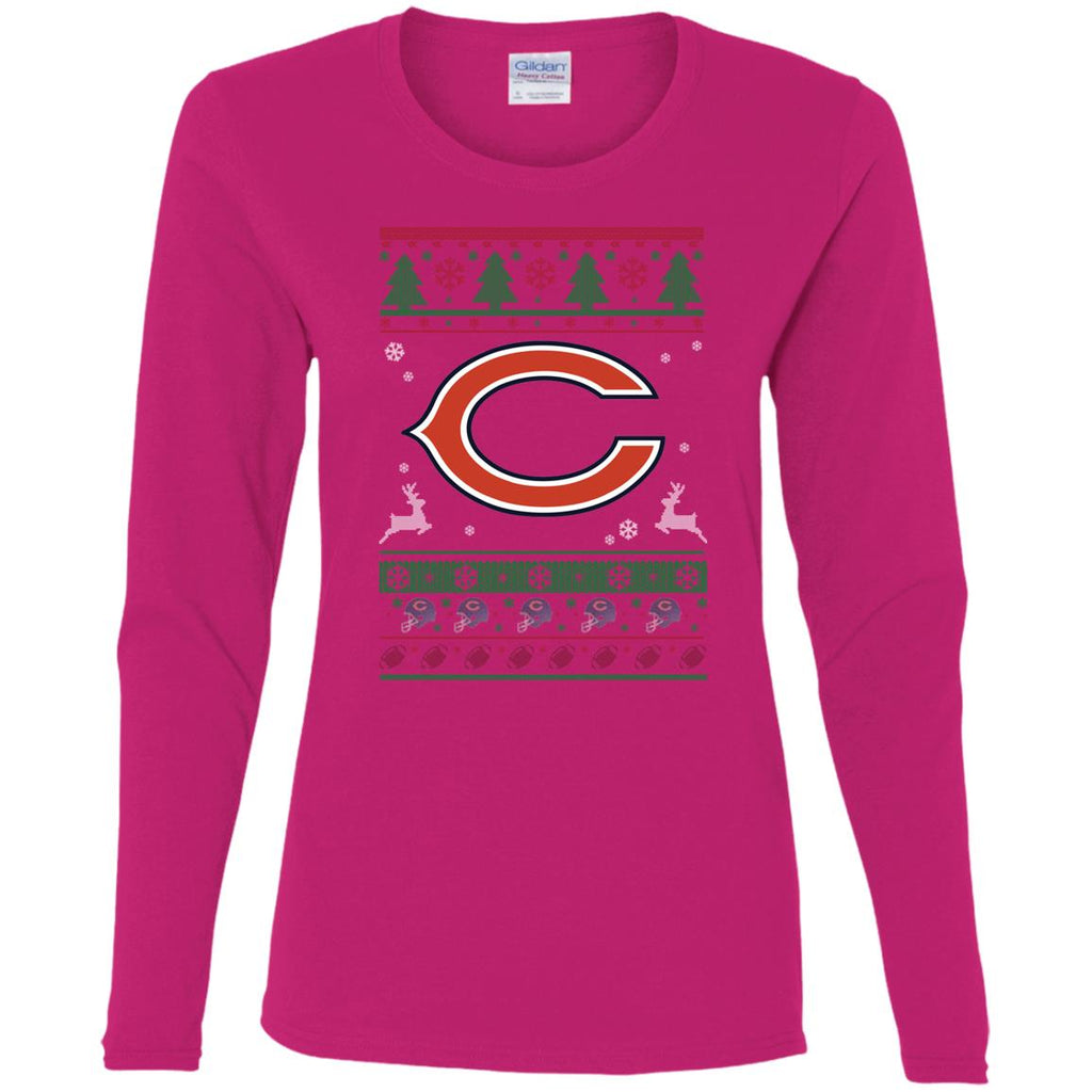 Chicago Bears Logo Football Teams Ugly Christmas Sweater Women Long Sleeve Shirt