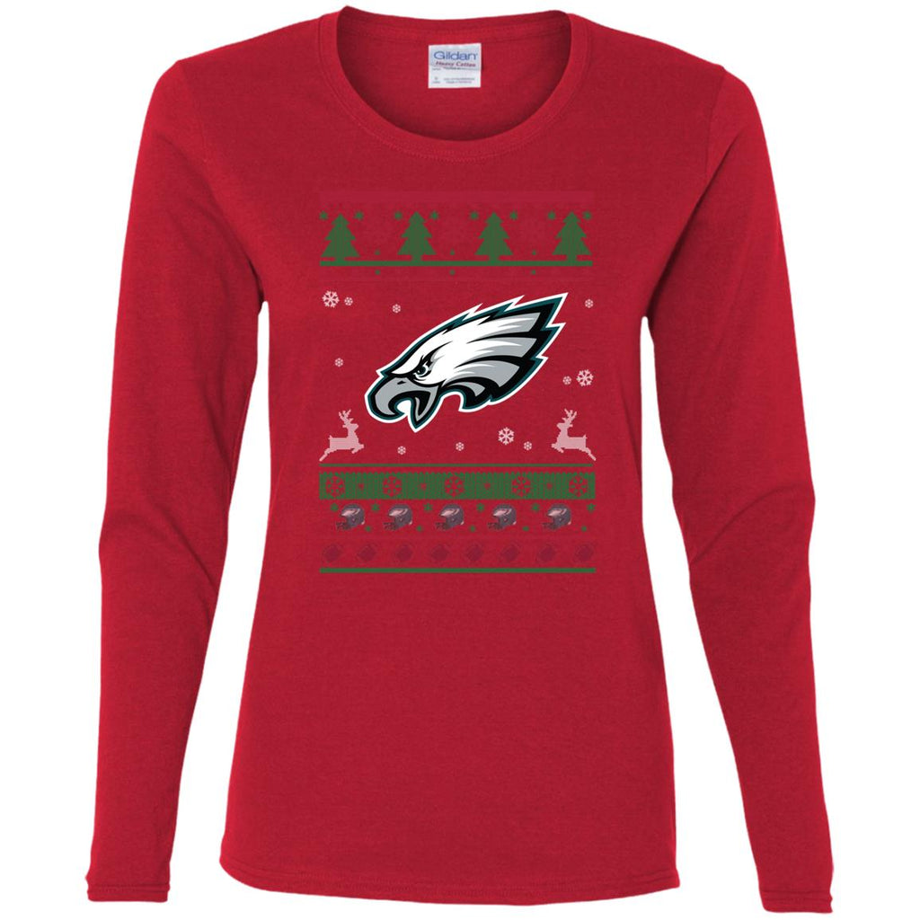 Philadelphia Eagles Logo Football Teams Ugly Christmas Sweater Women Long Sleeve Shirt
