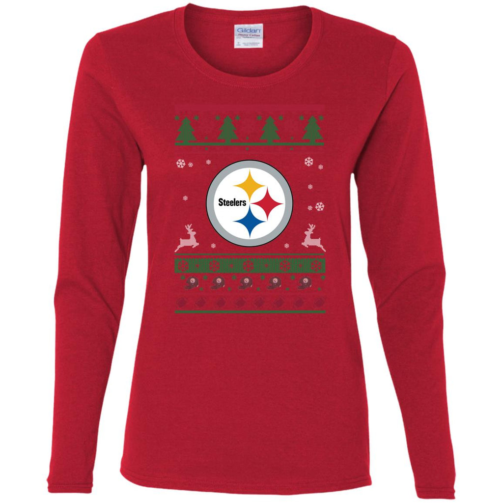 Pittsburgh Steelers Logo Football Teams Ugly Christmas Sweater Women Long Sleeve Shirt