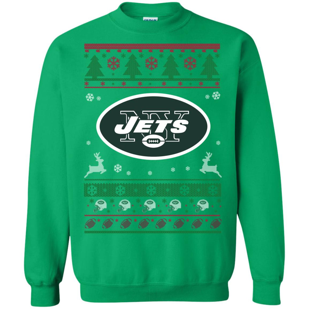 New York Jets Logo Football Teams Ugly Christmas Sweater Unisex Crewneck Pullover Sweatshirt