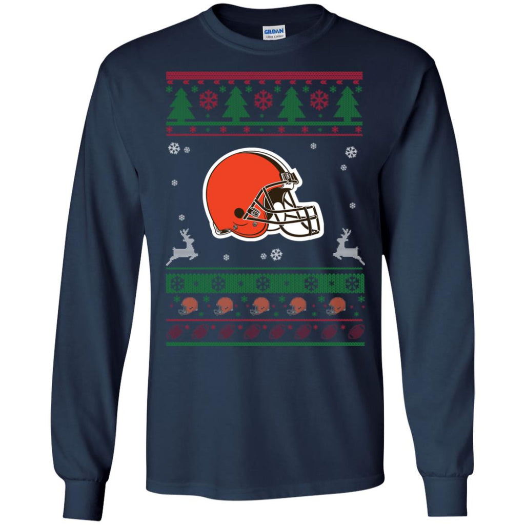Cleveland Browns Logo Football Teams Ugly Christmas Sweater Men Long SLeeve Shirt