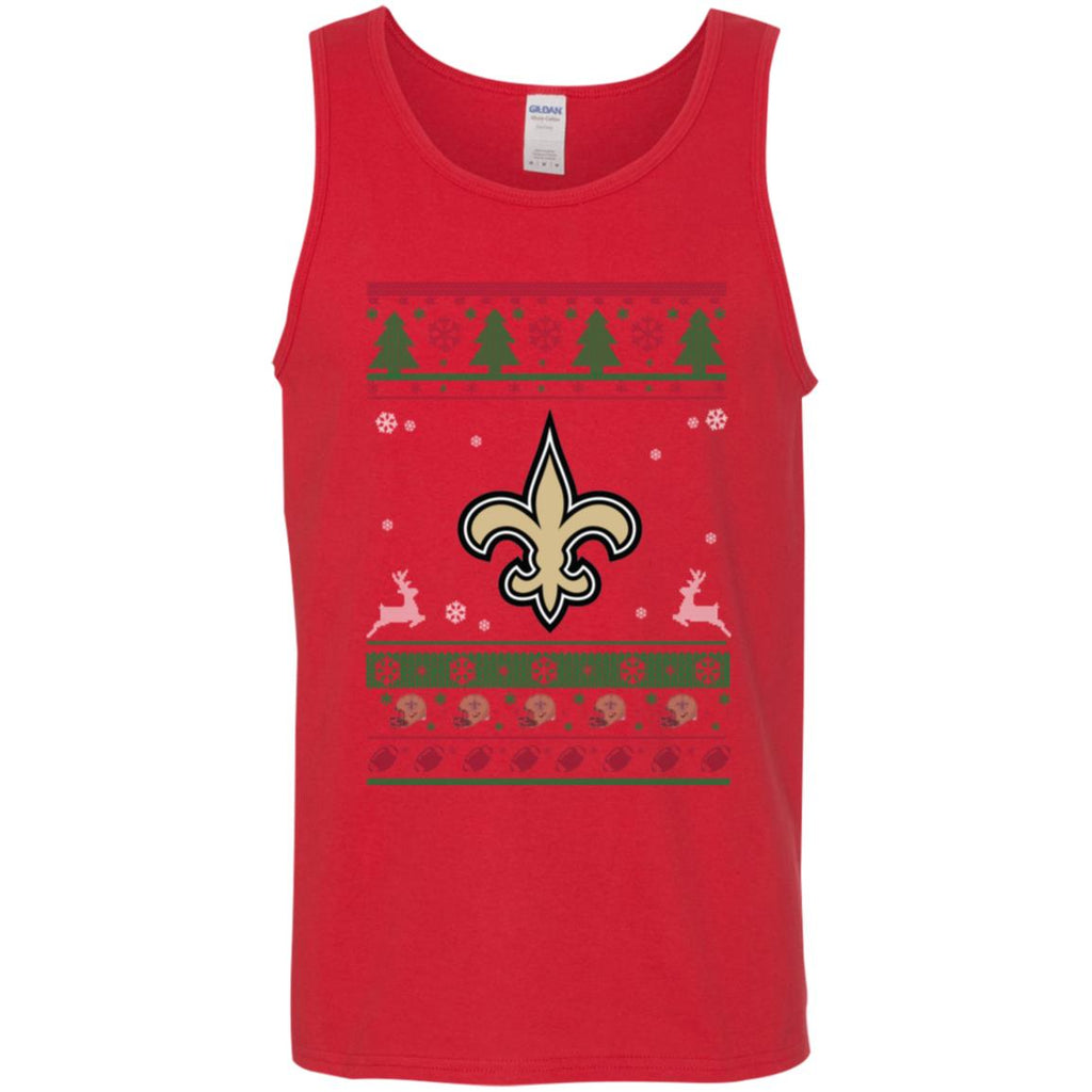 New Orleans Saints Logo Football Teams Ugly Christmas Sweater Men Tank Top