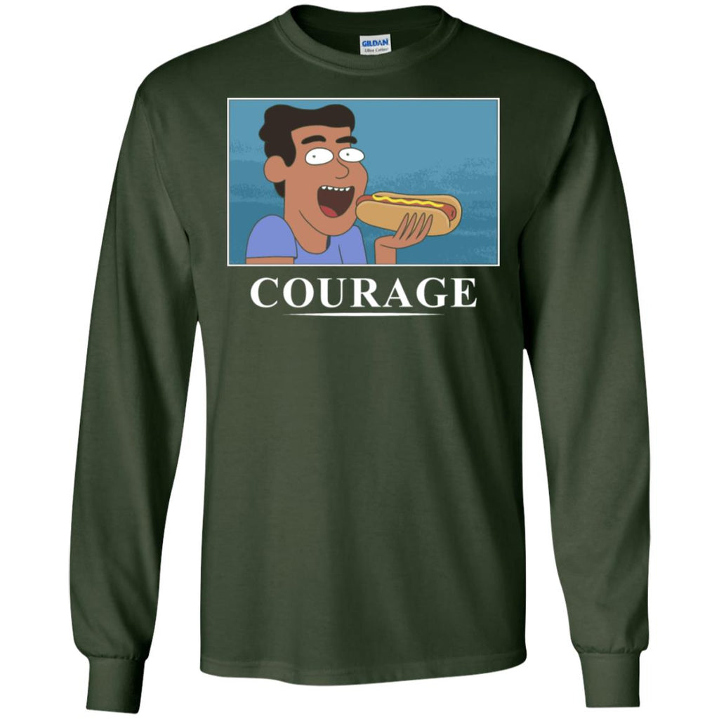 Rick And Morty Courage Is Eating A Hot Dog Men Long SLeeve Shirt