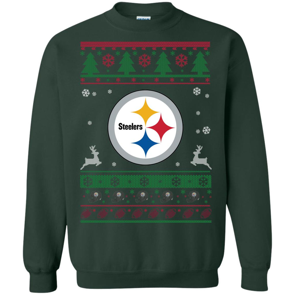 Pittsburgh Steelers Logo Football Teams Ugly Christmas Sweater Unisex Crewneck Pullover Sweatshirt
