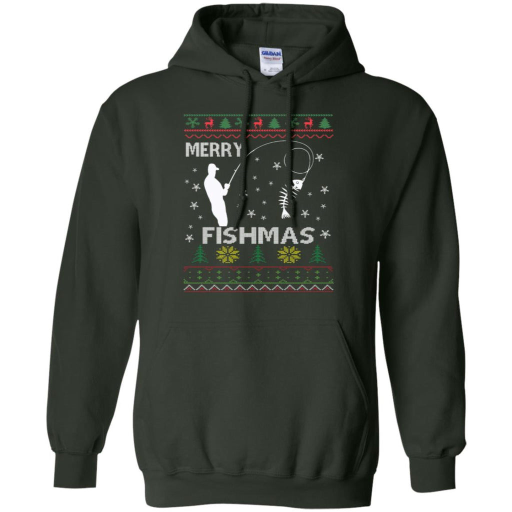 Merry Fishmas Ugly Christmas Men Pullover Hoodie