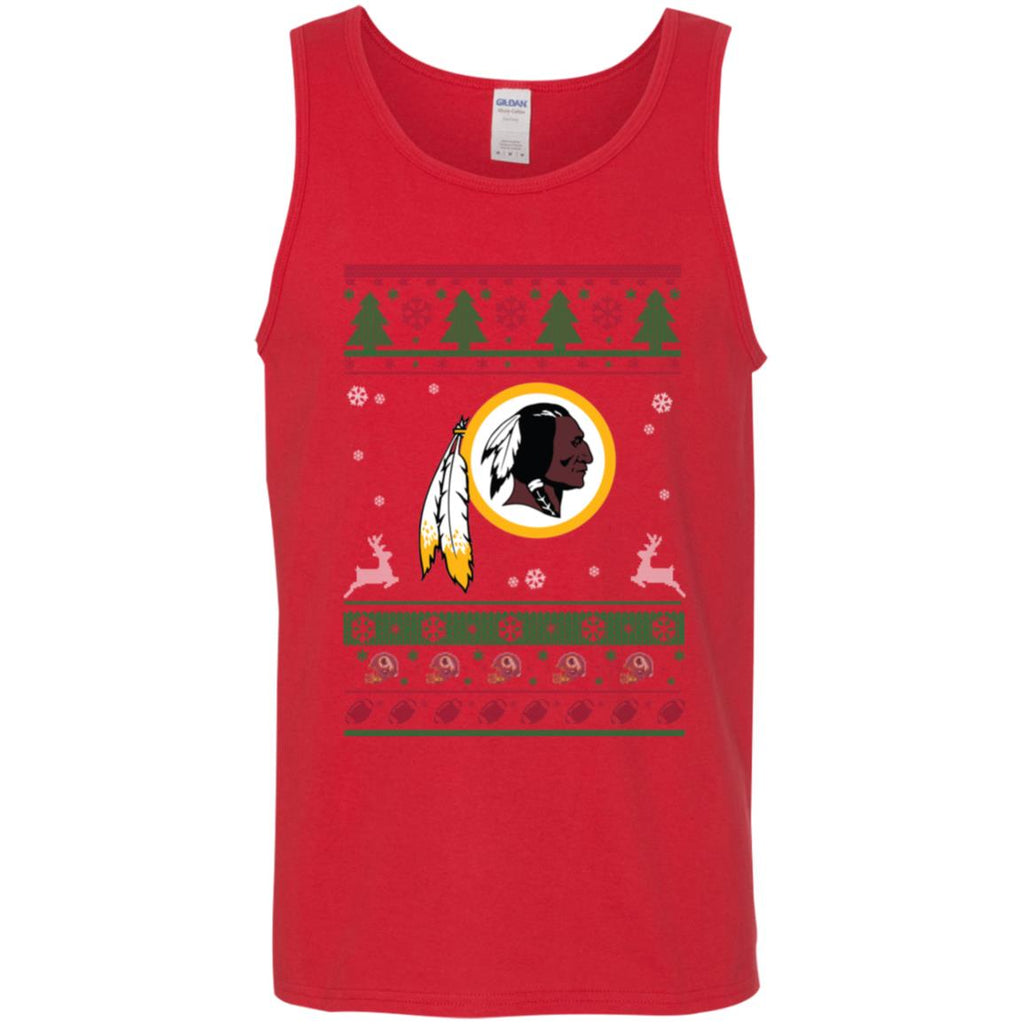 Washington Redskins Logo Football Teams Ugly Christmas Sweater Men Tank Top