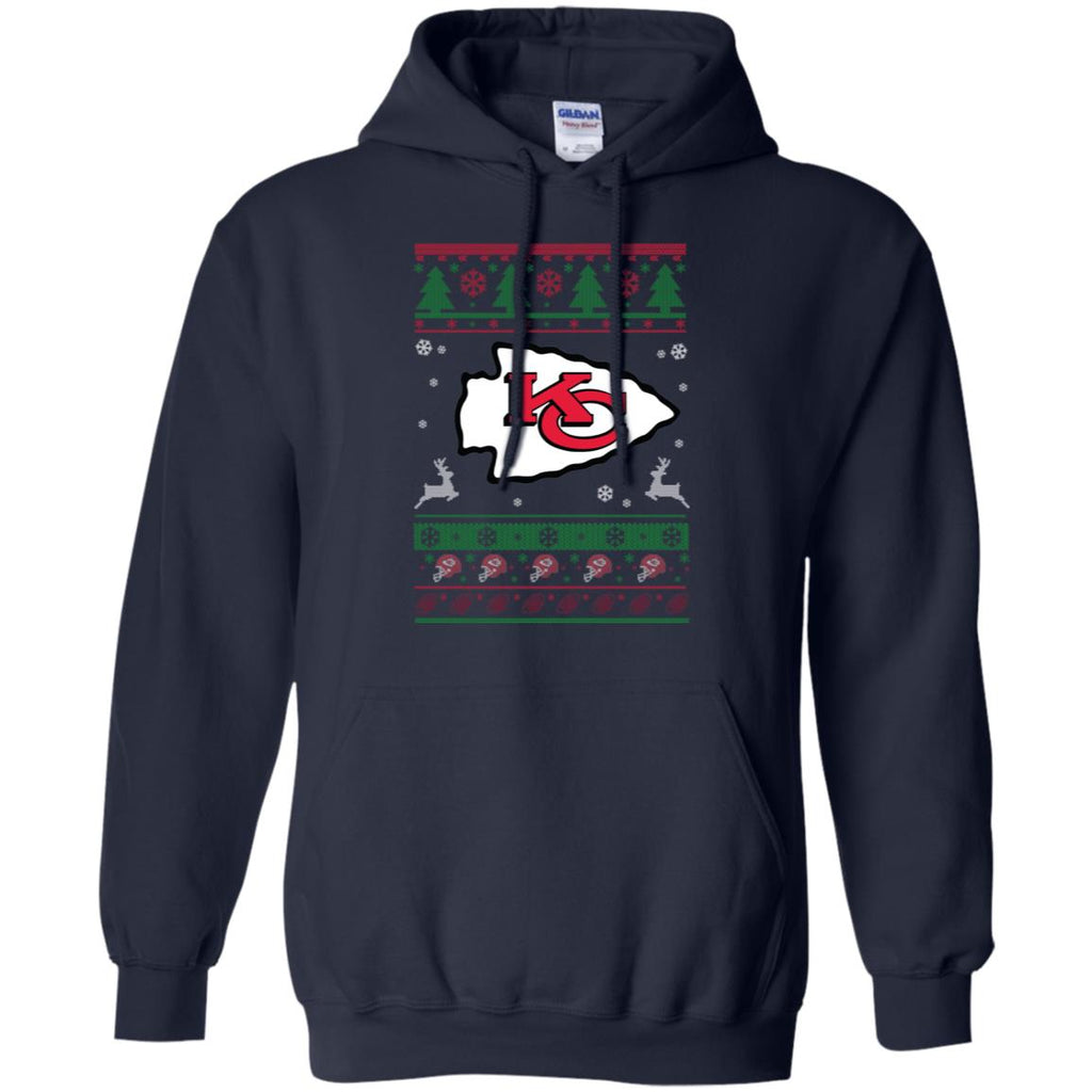 Kansas City Chiefs Logo Football Teams Ugly Christmas Sweater Men Pullover Hoodie