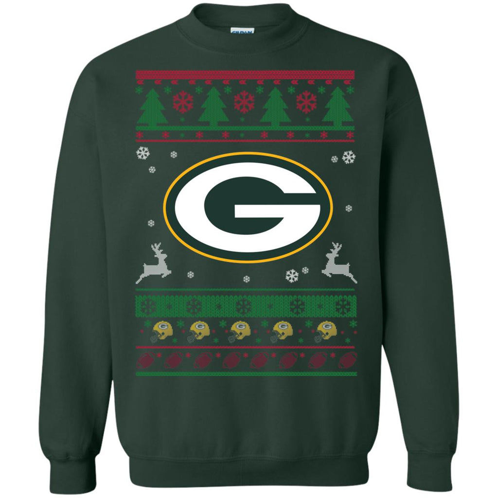 Green Bay Packers Logo Football Teams Ugly Christmas Sweater Unisex Crewneck Pullover Sweatshirt