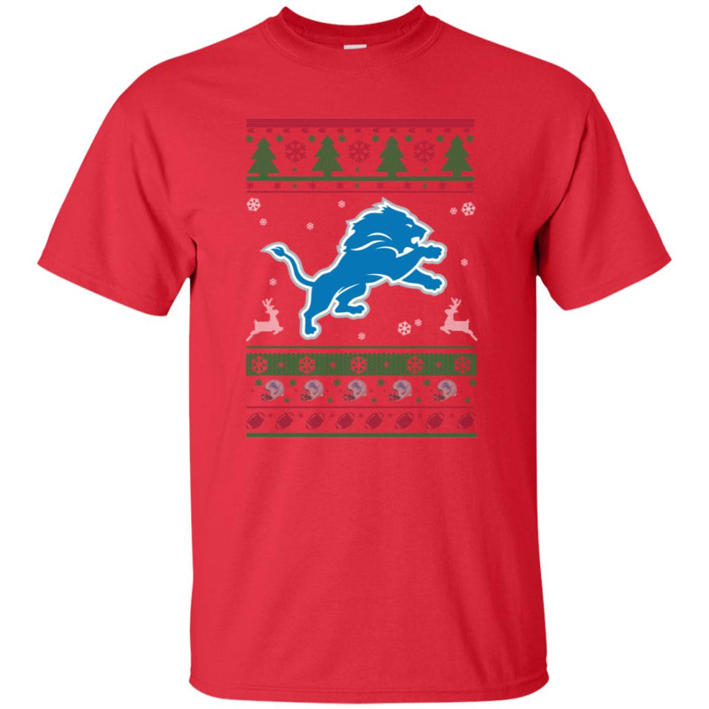 Detroit Lions Logo Football Teams Ugly Christmas Sweater Men T-Shirt