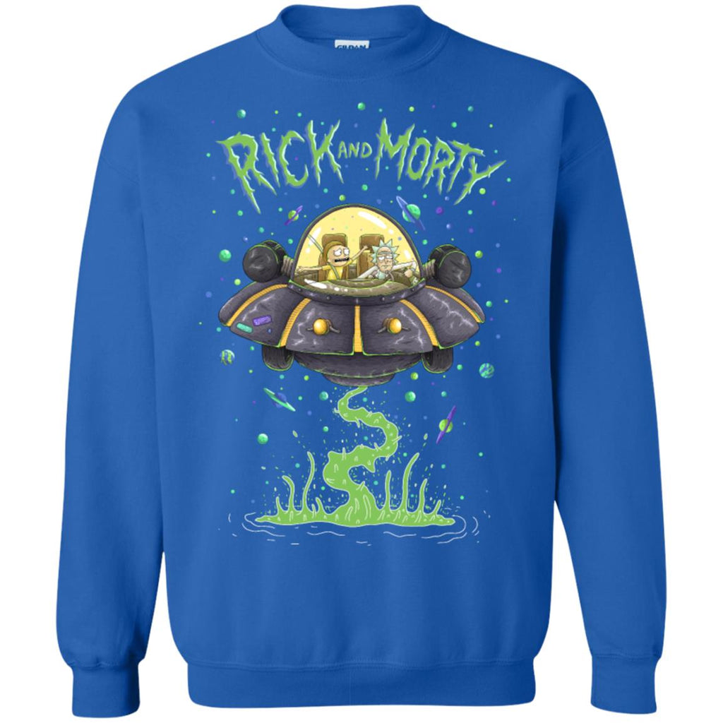 Rick And Morty Spaceship Illustration Unisex Crewneck Pullover Sweatshirt