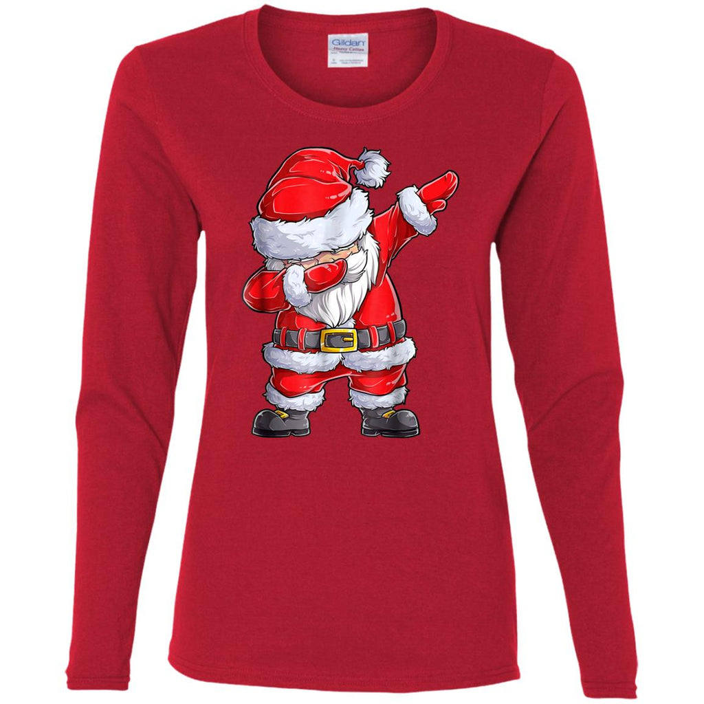 Dabbing Santa Shirt Christmas Boys Kids Men Xmas Gifts Tees Women Long Sleeve Shirt