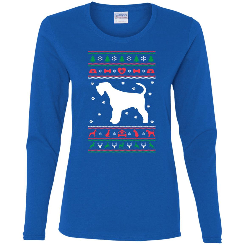 Christmas Airedale Dog Women Long Sleeve Shirt