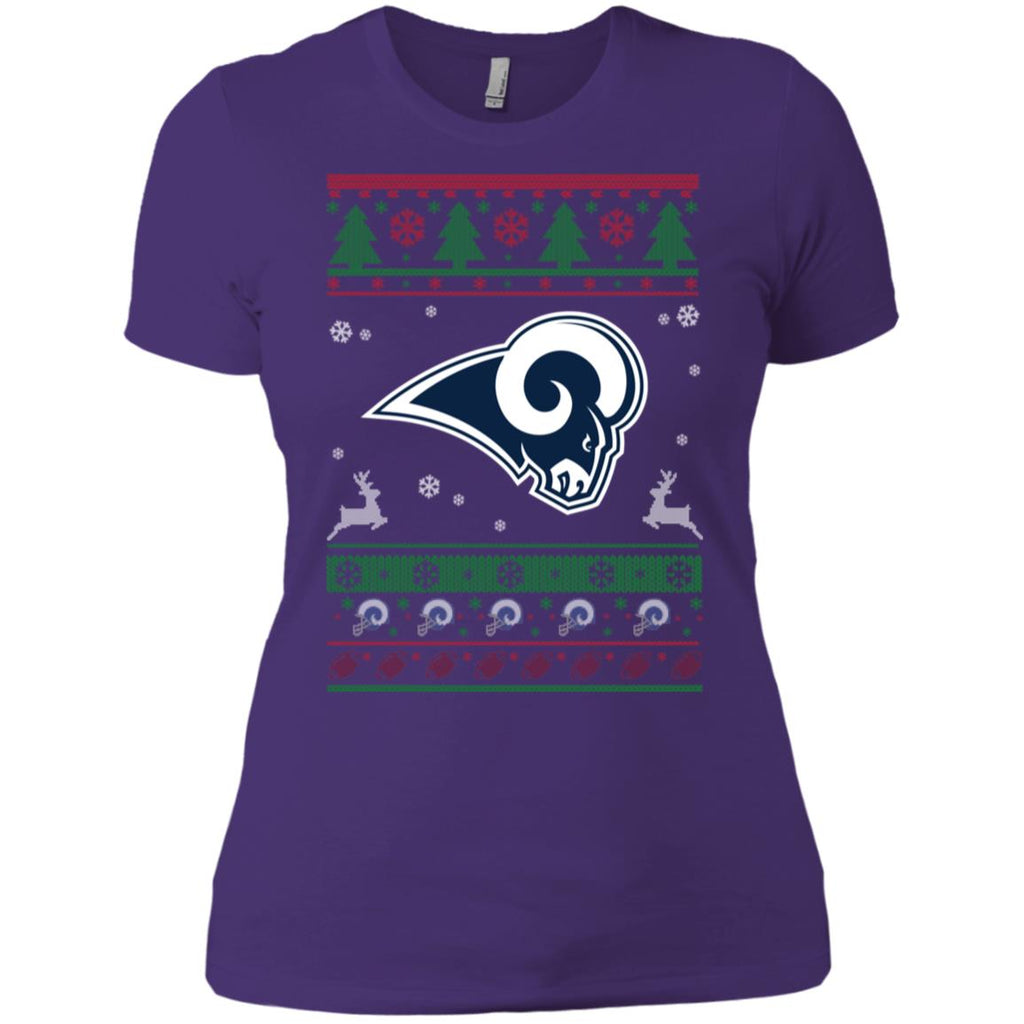 Los Angeles Rams Logo Football Teams Ugly Christmas Sweater Women T-Shirt