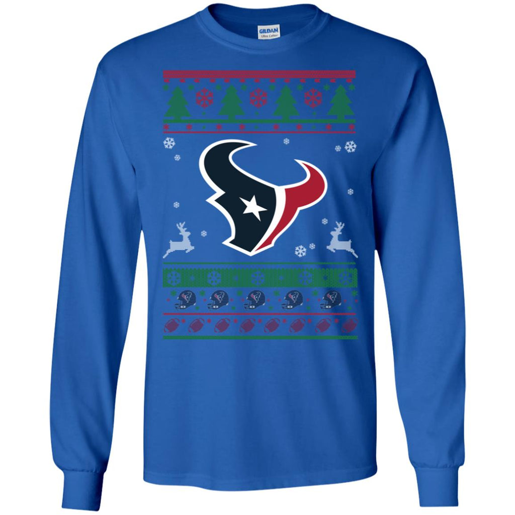 Houston Texans Logo Football Teams Ugly Christmas Sweater Men Long SLeeve Shirt