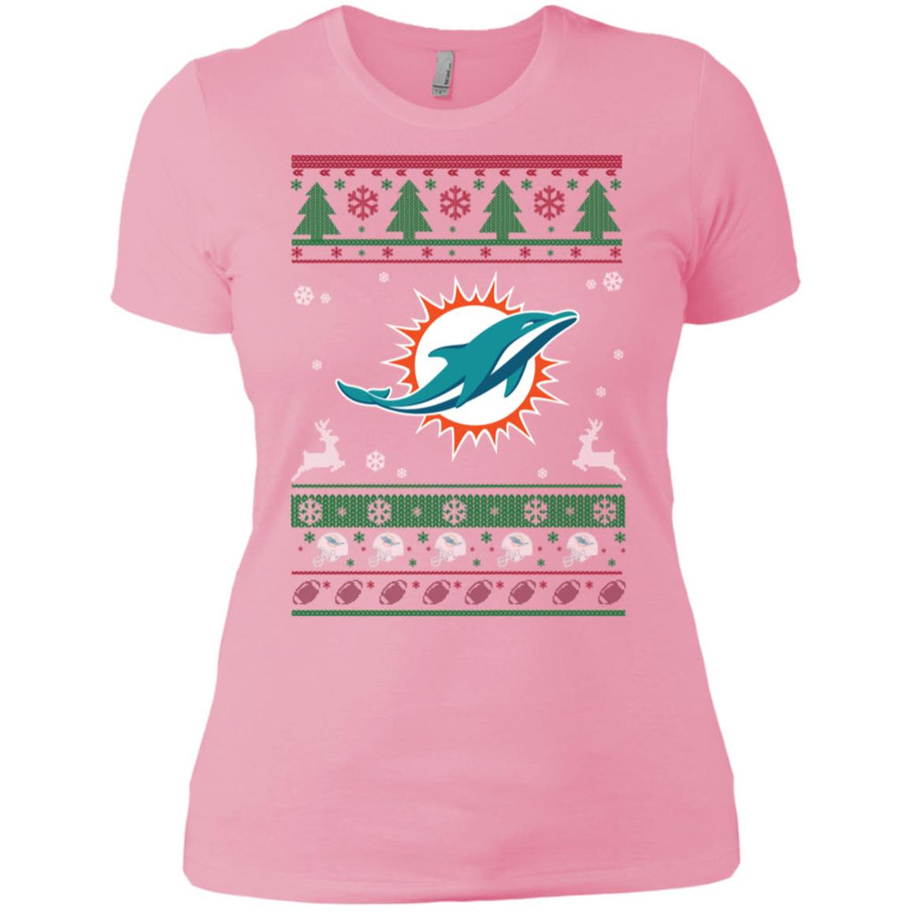Miami Dolphins Logo Football Teams Ugly Christmas Sweater Women T-Shirt