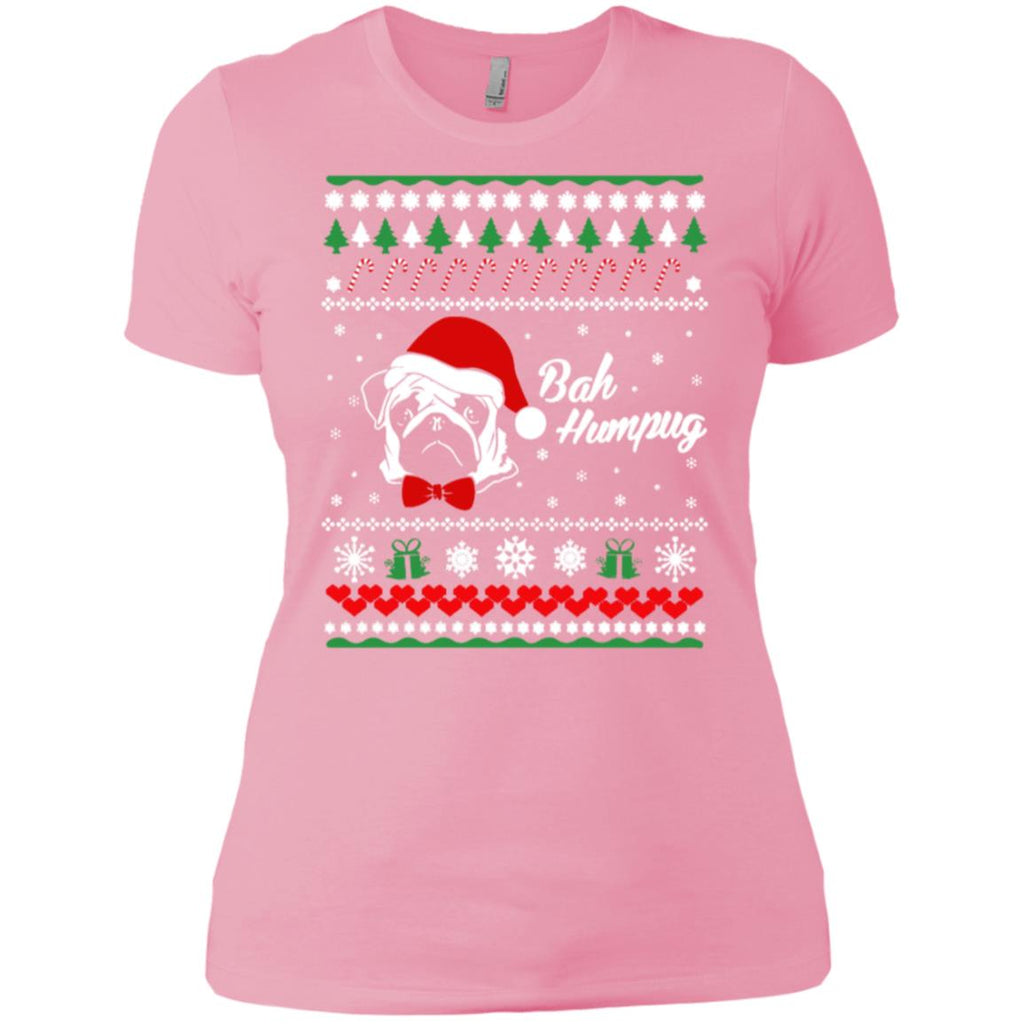Bah Hum Pug Dog Christmas Women T-Shirt