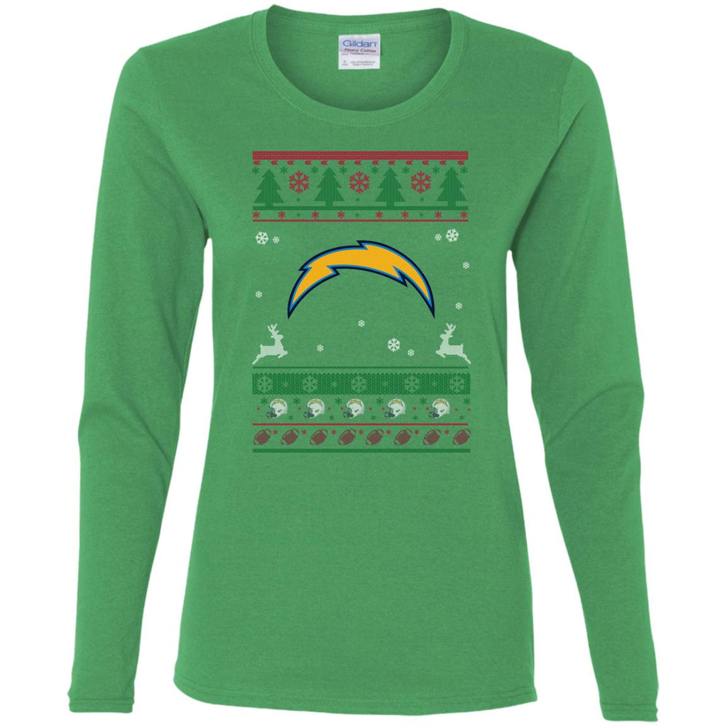 Los Angeles Chargers Logo Football Teams Ugly Christmas Sweater Women Long Sleeve Shirt
