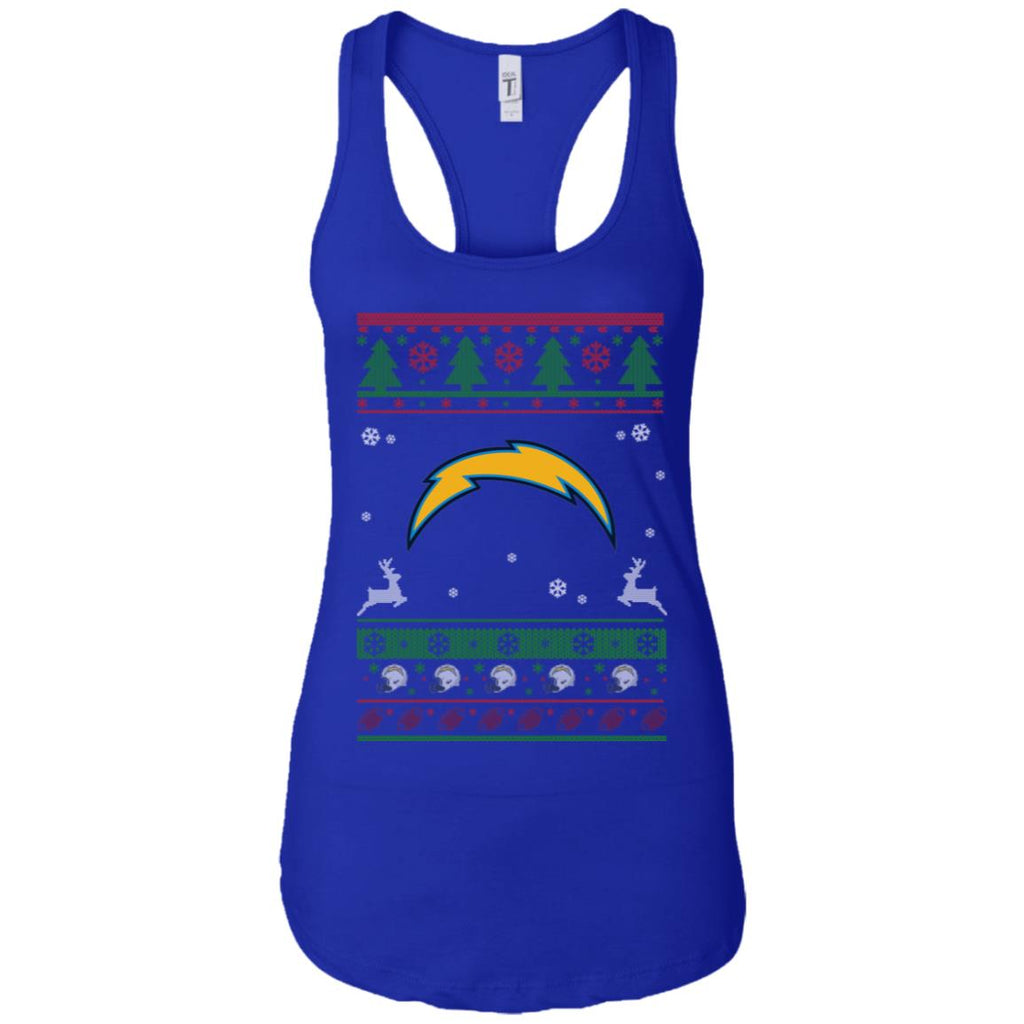 Los Angeles Chargers Logo Football Teams Ugly Christmas Sweater Women Tank
