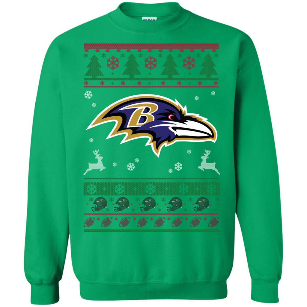 Baltimore Ravens Logo Football Teams Ugly Christmas Sweater Unisex Crewneck Pullover Sweatshirt