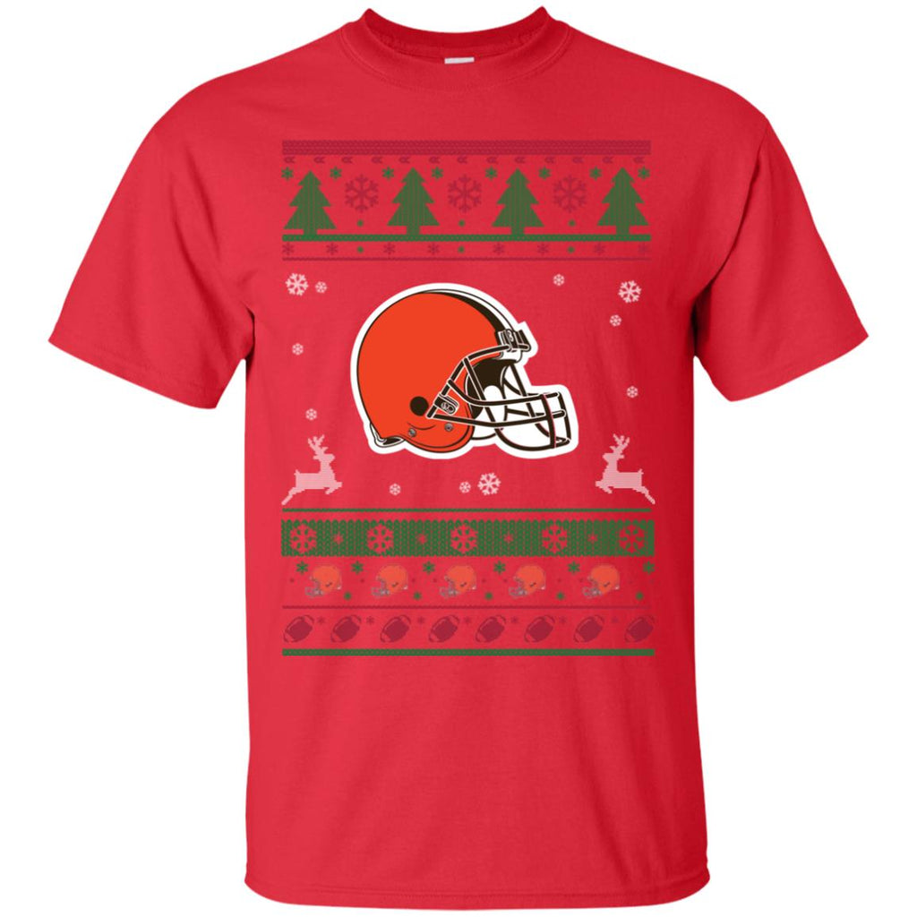 Cleveland Browns Logo Football Teams Ugly Christmas Sweater Men T-Shirt