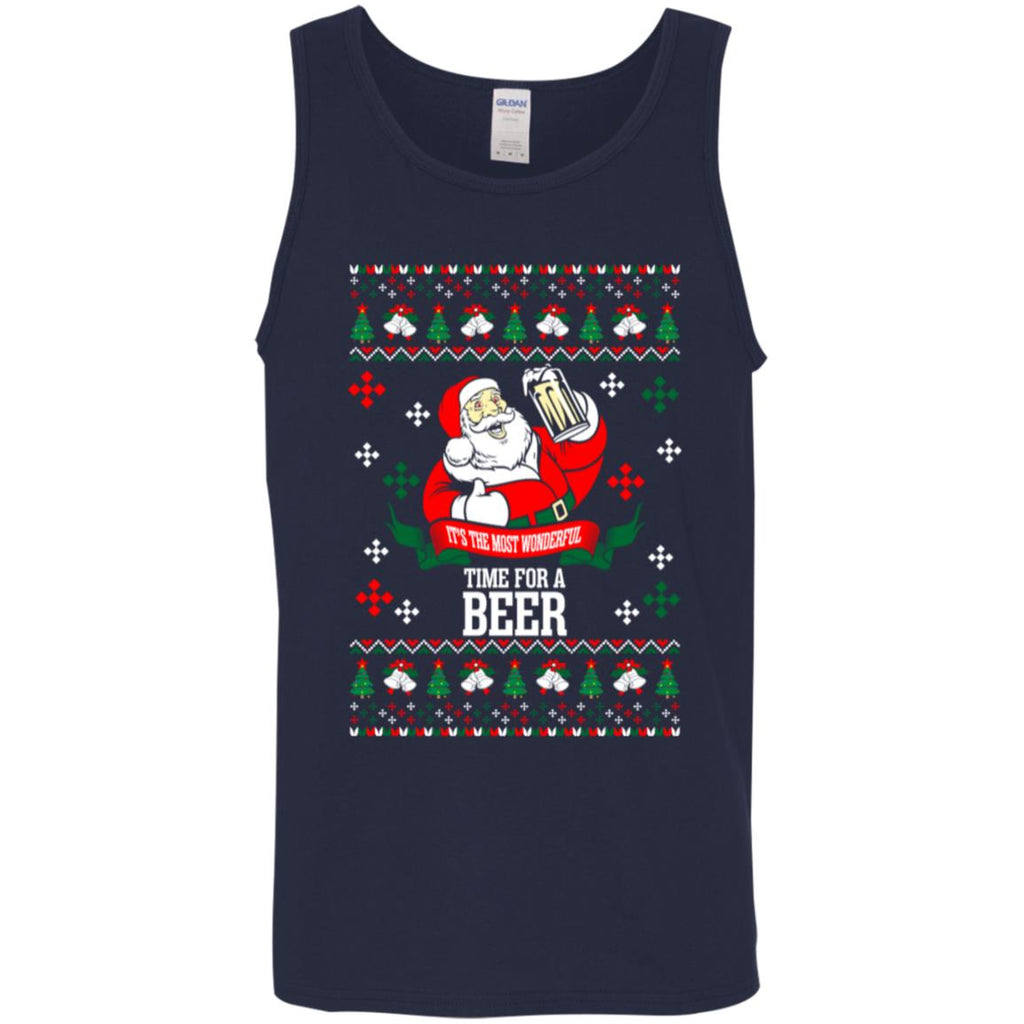 It's The Most Wonderful Time For A Beer Ugly Christmas Men Tank Top