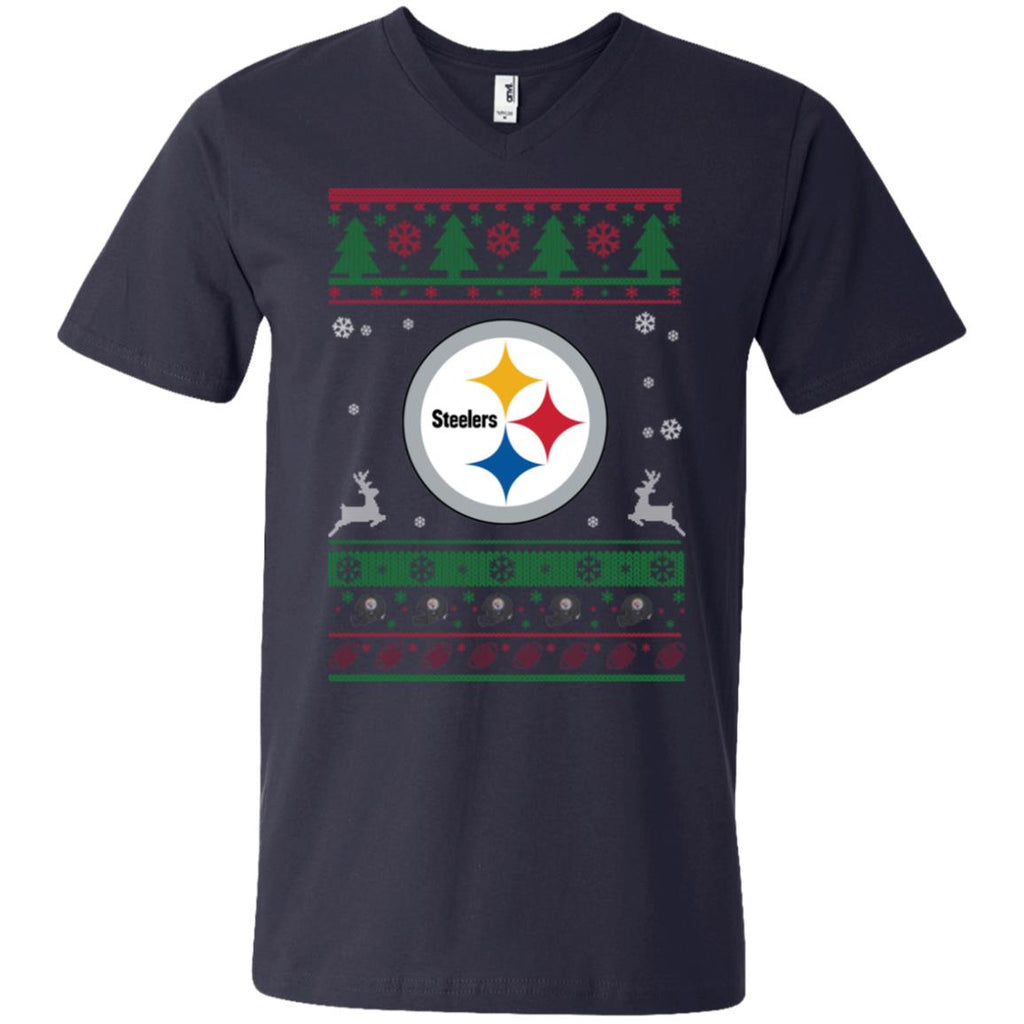 Pittsburgh Steelers Logo Football Teams Ugly Christmas Sweater Men V-Neck T-Shirt