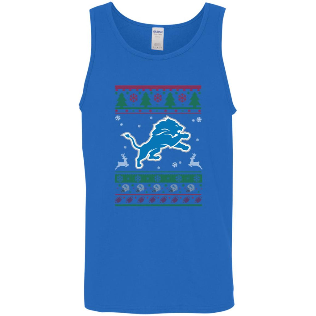 Detroit Lions Logo Football Teams Ugly Christmas Sweater Men Tank Top