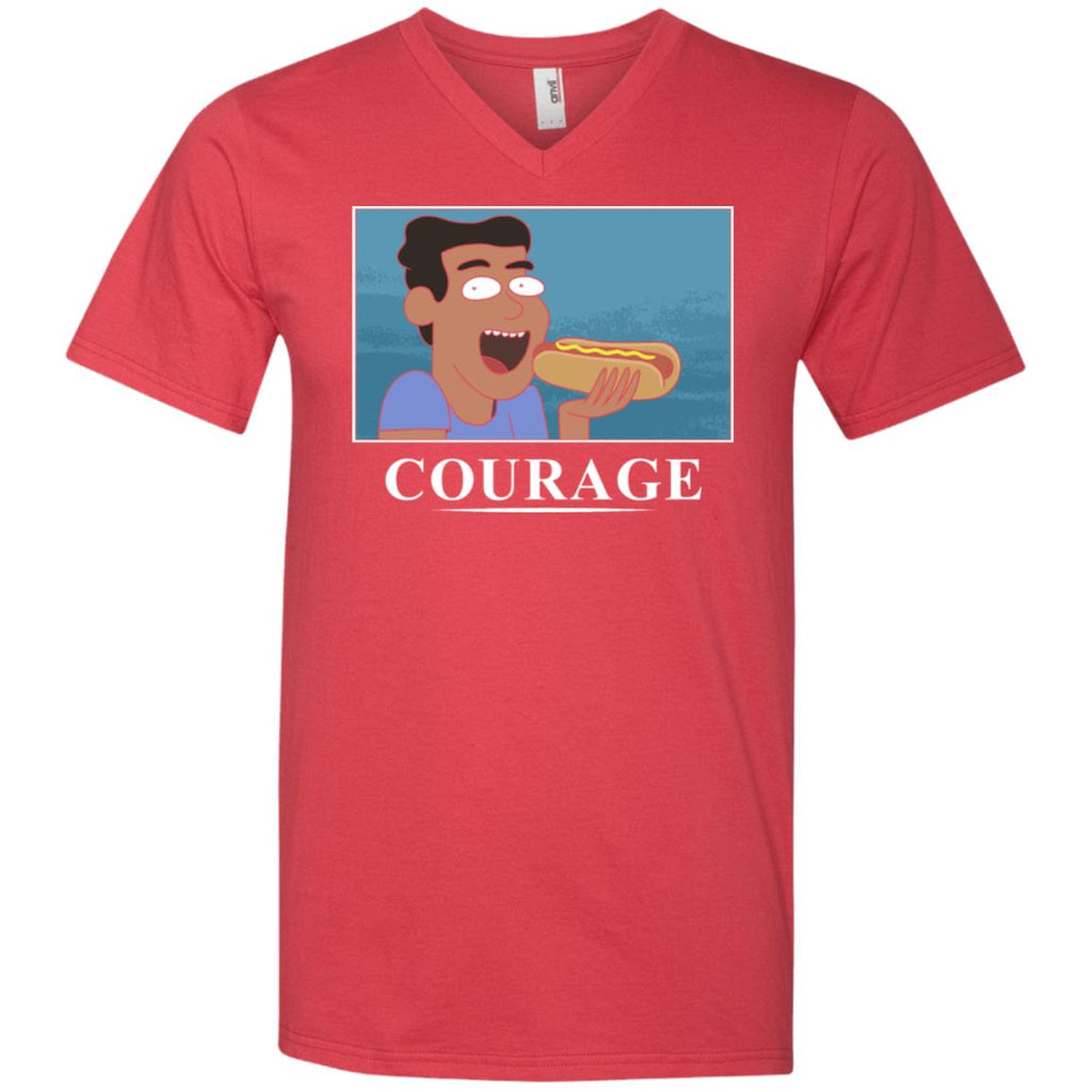 Rick And Morty Courage Is Eating A Hot Dog Men V-Neck T-Shirt