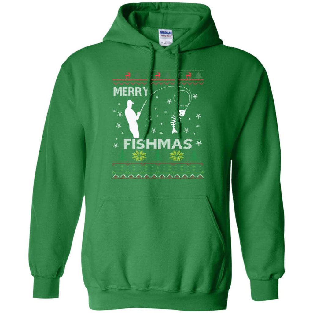 Merry Fishmas Ugly Christmas Men Pullover Hoodie
