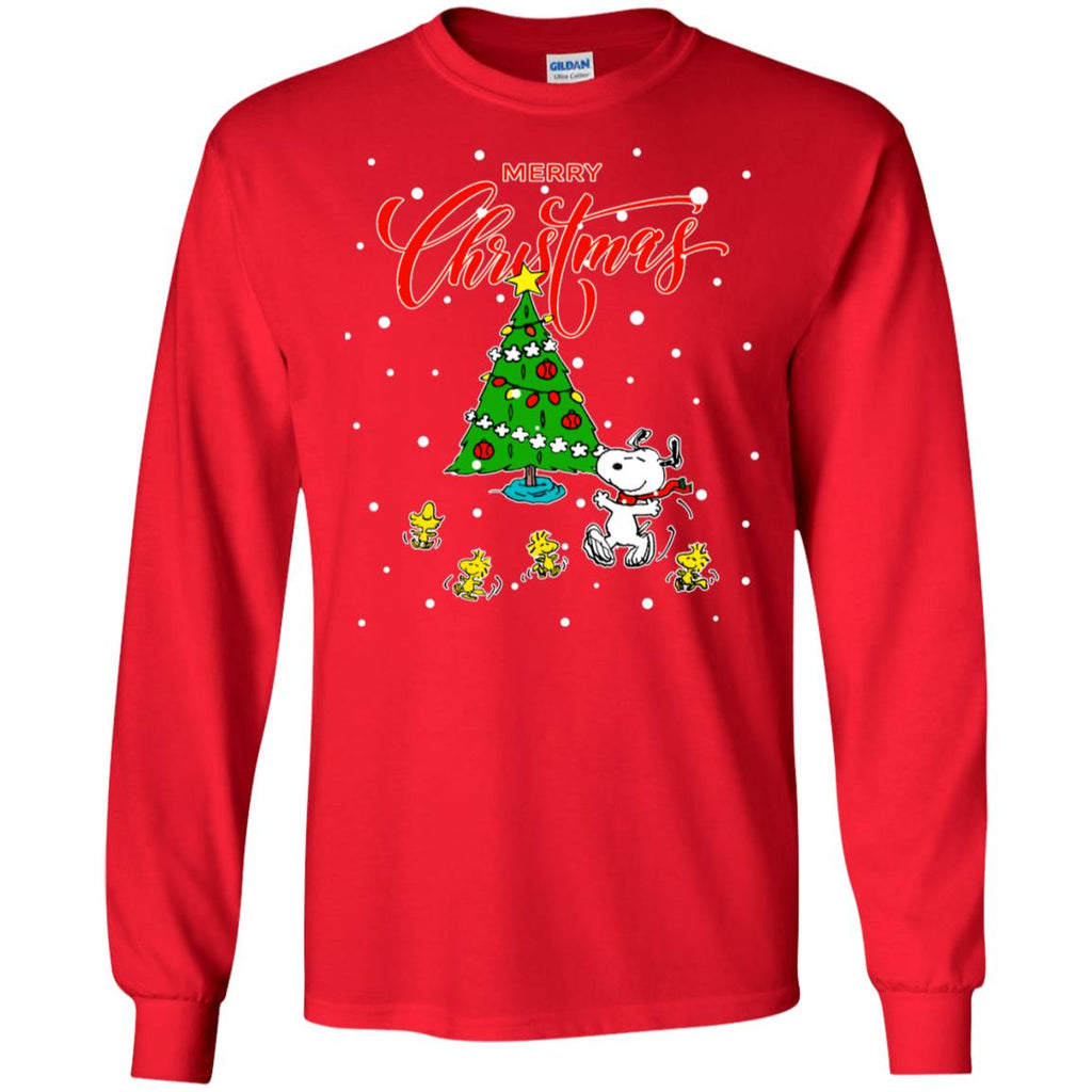 Peanuts-snoopy Christmas Tree Men Long SLeeve Shirt