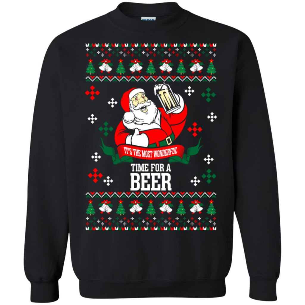 It's The Most Wonderful Time For A Beer Ugly Christmas Unisex Crewneck Pullover Sweatshirt