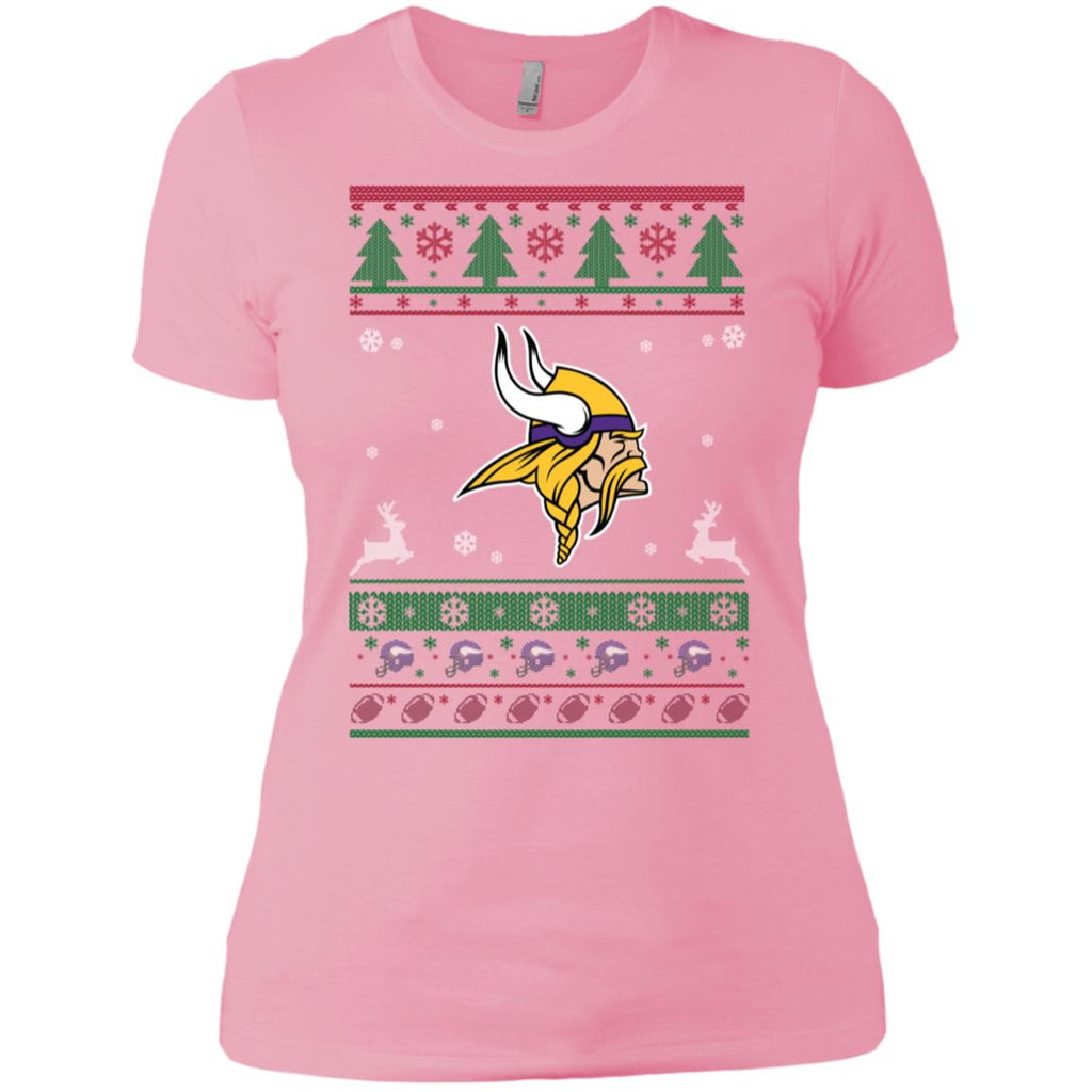Minnesota Vikings Logo Football Teams Ugly Christmas Sweater Women T-Shirt