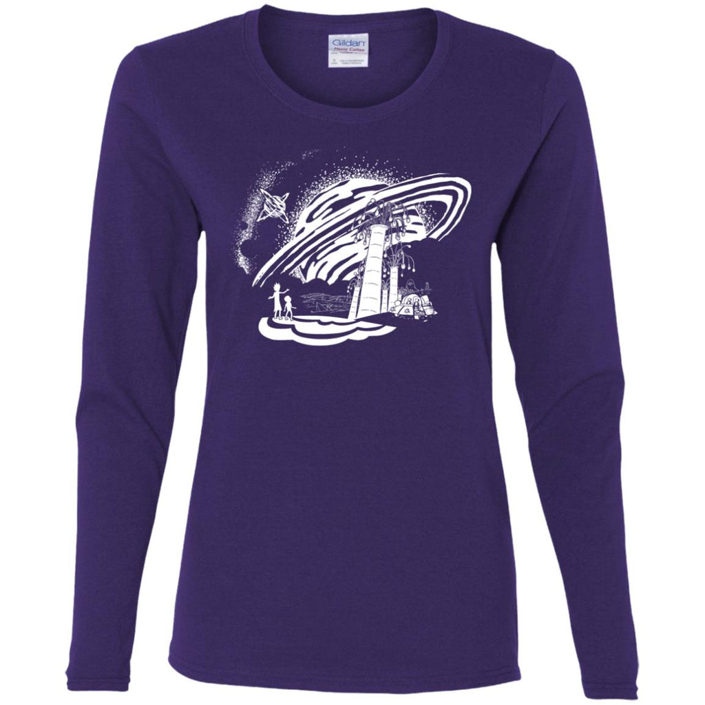 Rick And Morty Dimension 35-c Black And White Women Long Sleeve Shirt