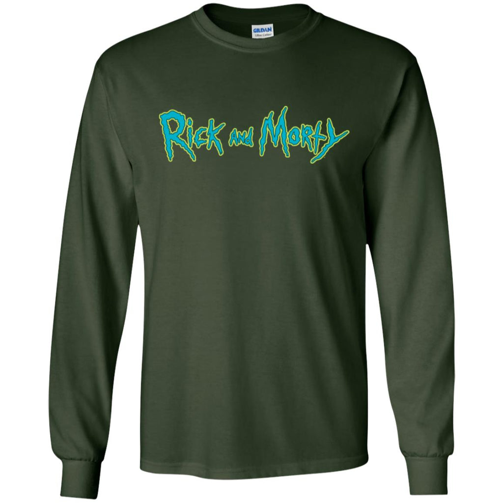 Rick And Morty Title Typography Men Long SLeeve Shirt