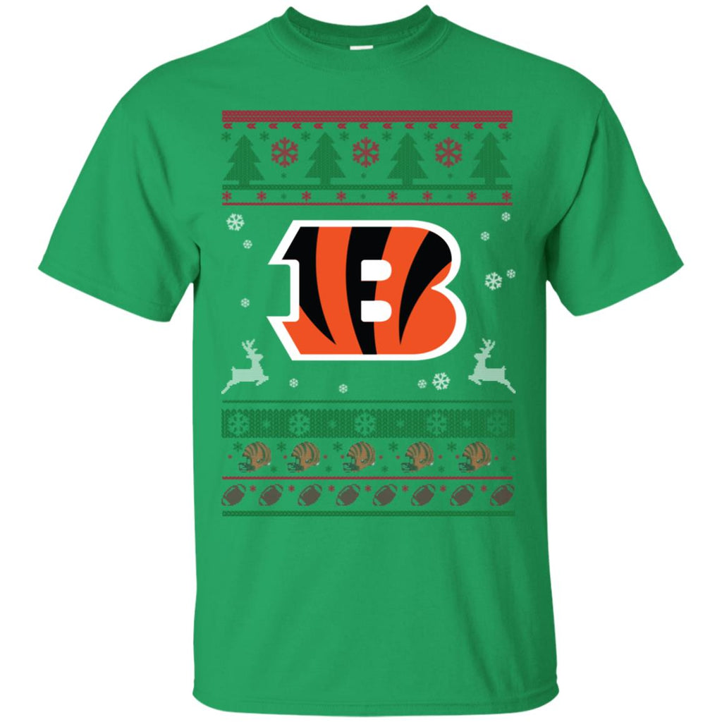 Cincinnati Bengals Logo Football Teams Ugly Christmas Sweater Men T-Shirt