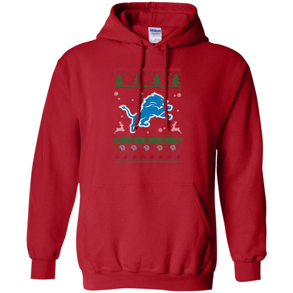 Detroit Lions Logo Football Teams Ugly Christmas Sweater Men Pullover Hoodie