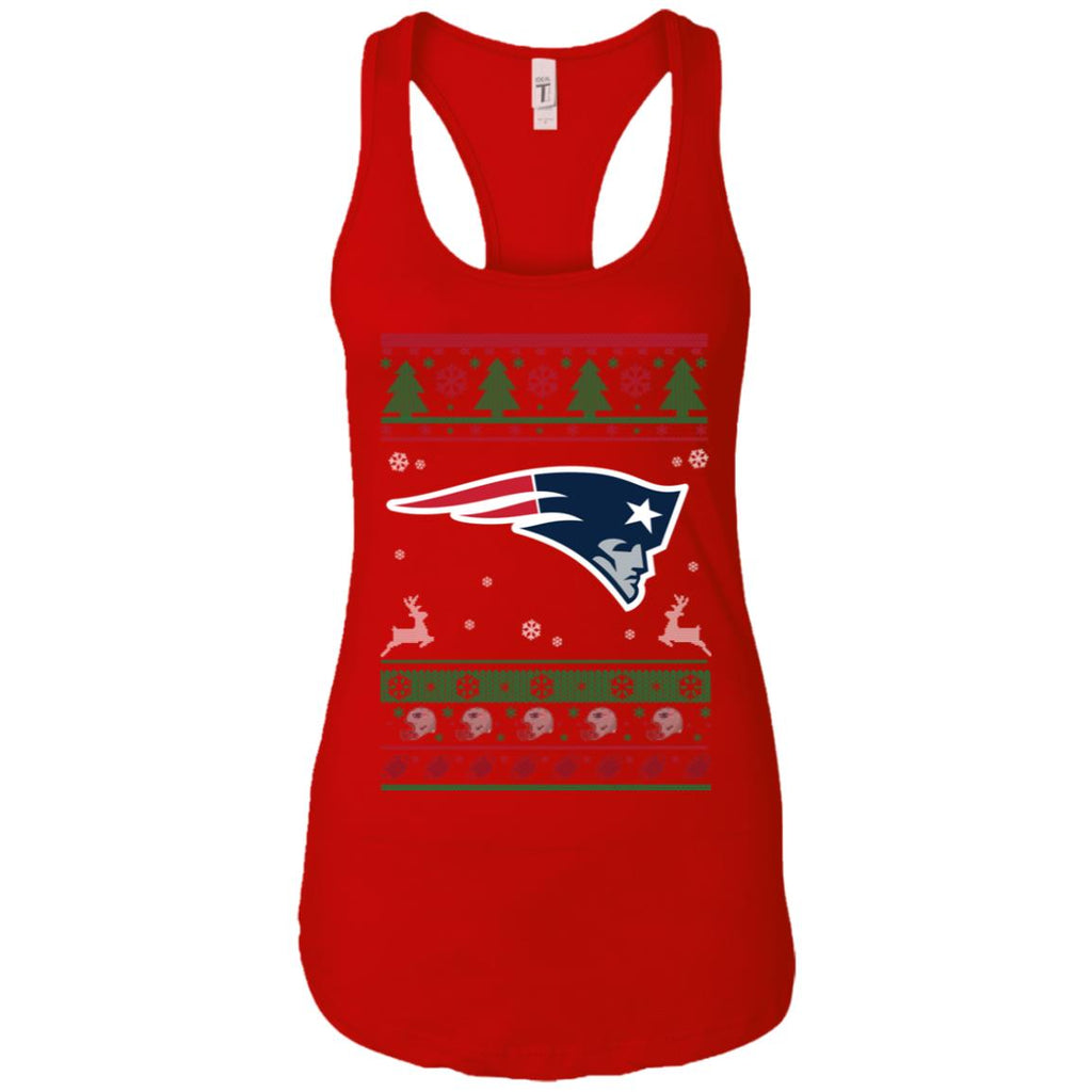 New England Patriots Logo Football Teams Ugly Christmas Sweater Women Tank