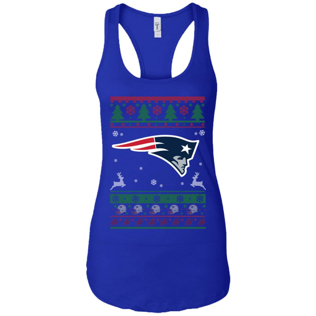 New England Patriots Logo Football Teams Ugly Christmas Sweater Women Tank