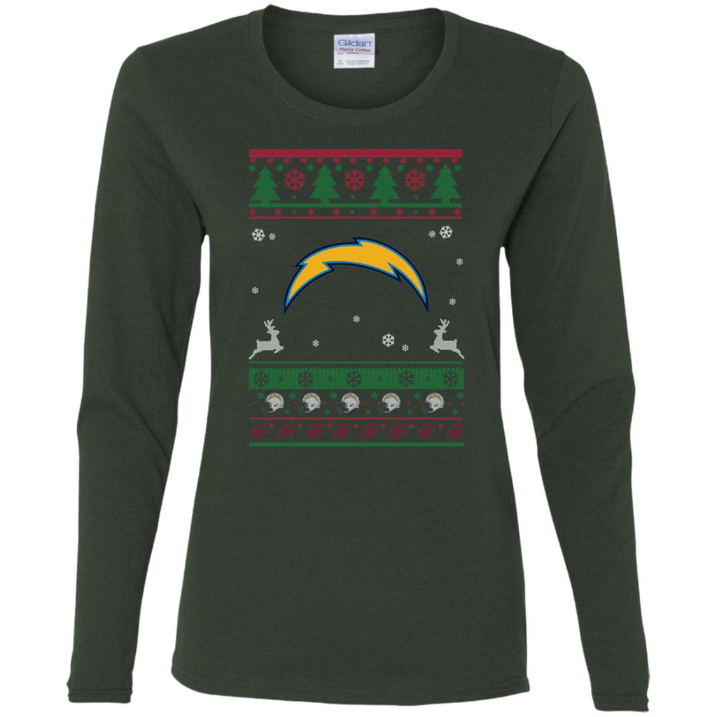 Los Angeles Chargers Logo Football Teams Ugly Christmas Sweater Women Long Sleeve Shirt