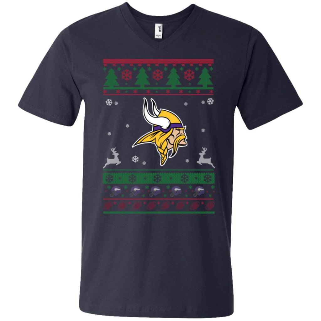 Minnesota Vikings Logo Football Teams Ugly Christmas Sweater Men V-Neck T-Shirt