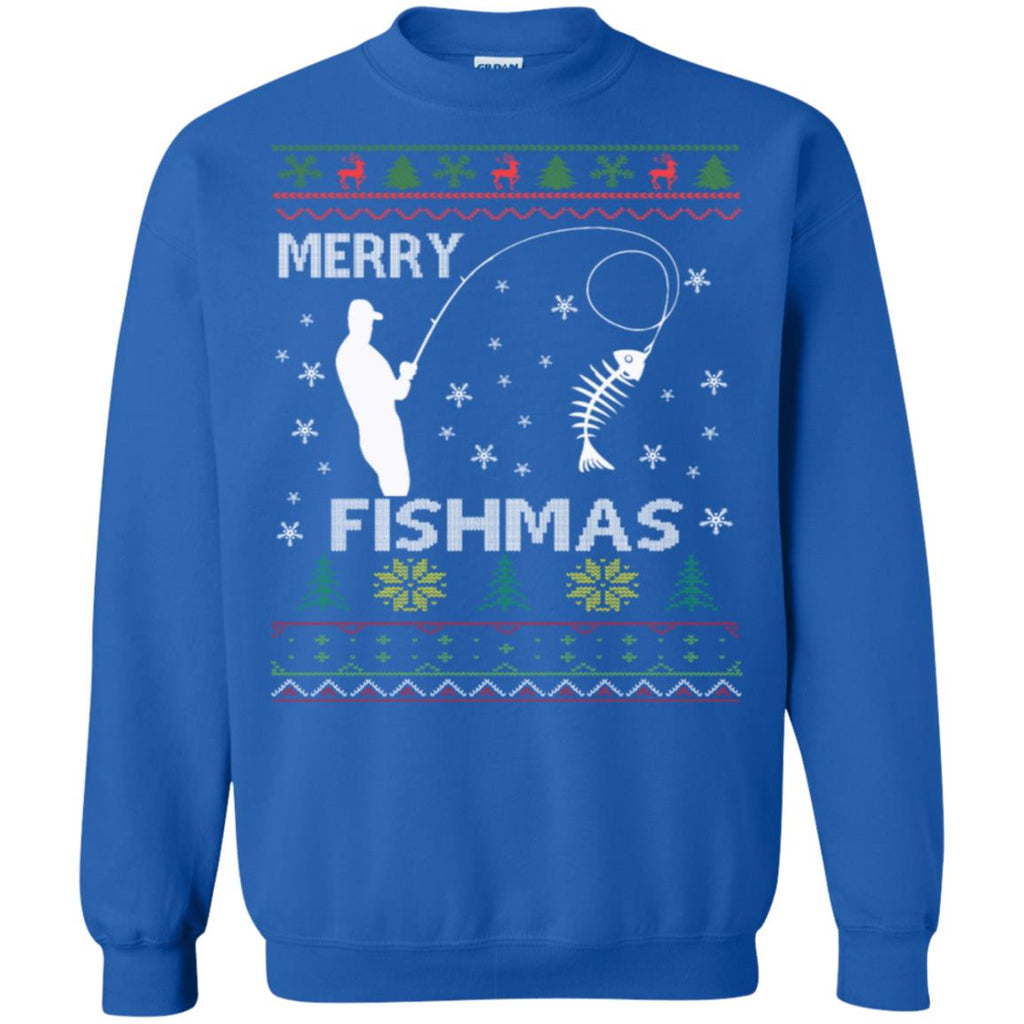 Merry Fishmas Ugly Christmas Unisex Crewneck Pullover Sweatshirt
