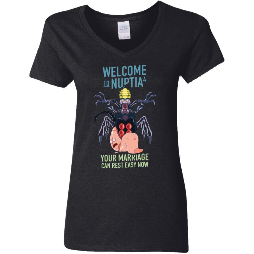Rick And Morty Welcome To Nuptia Women V-Neck T-Shirt