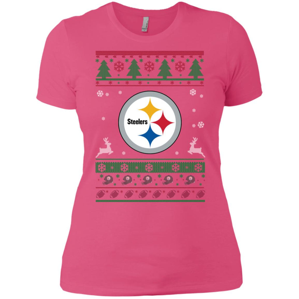 Pittsburgh Steelers Logo Football Teams Ugly Christmas Sweater Women T-Shirt