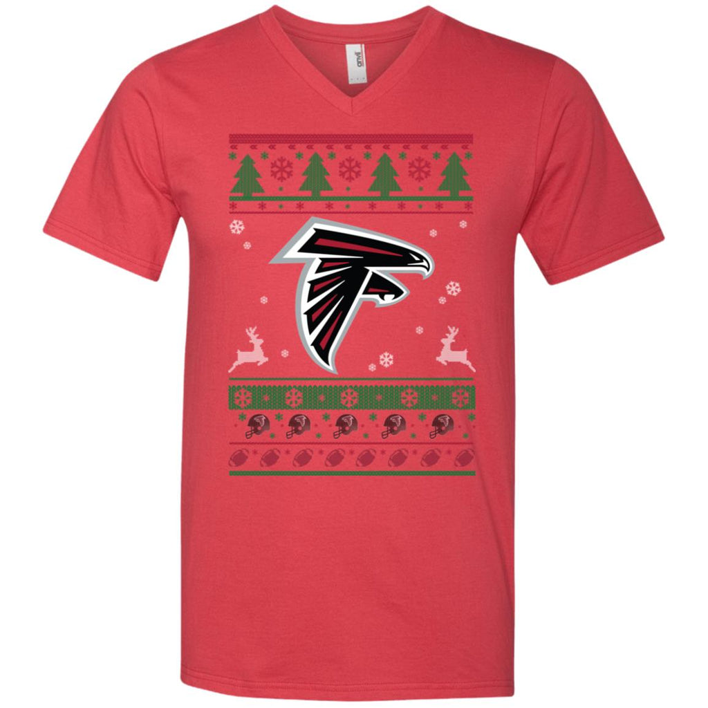 Atlanta Falcons Logo Football Teams Ugly Christmas Sweater Men V-Neck T-Shirt
