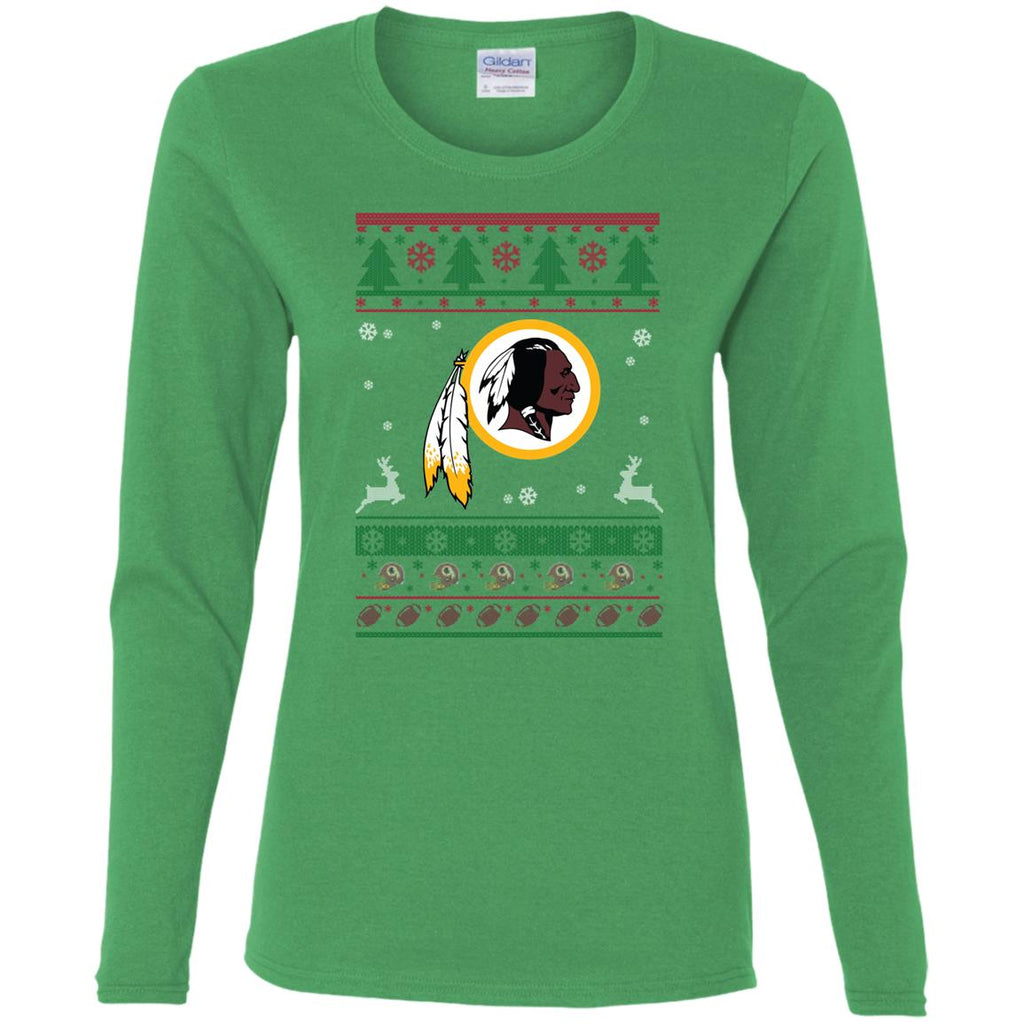 Washington Redskins Logo Football Teams Ugly Christmas Sweater Women Long Sleeve Shirt