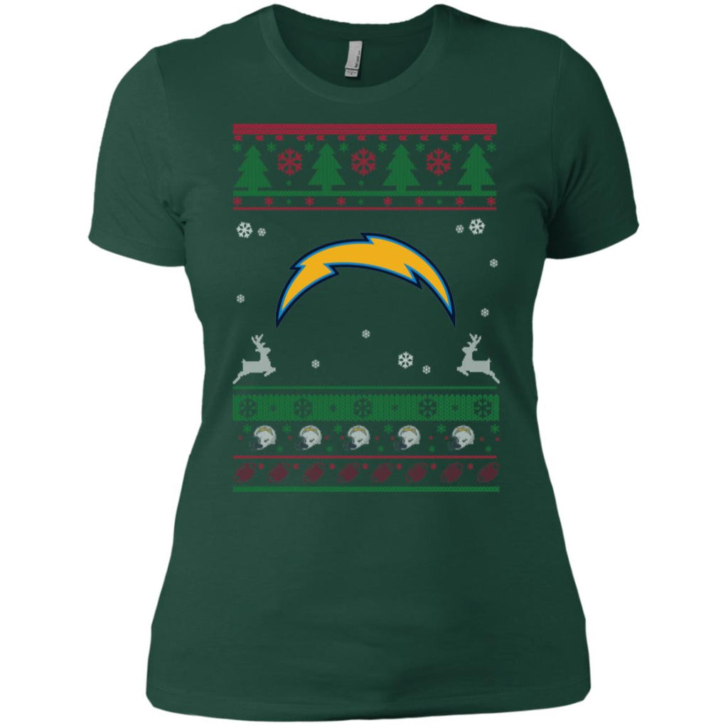 Los Angeles Chargers Logo Football Teams Ugly Christmas Sweater Women T-Shirt