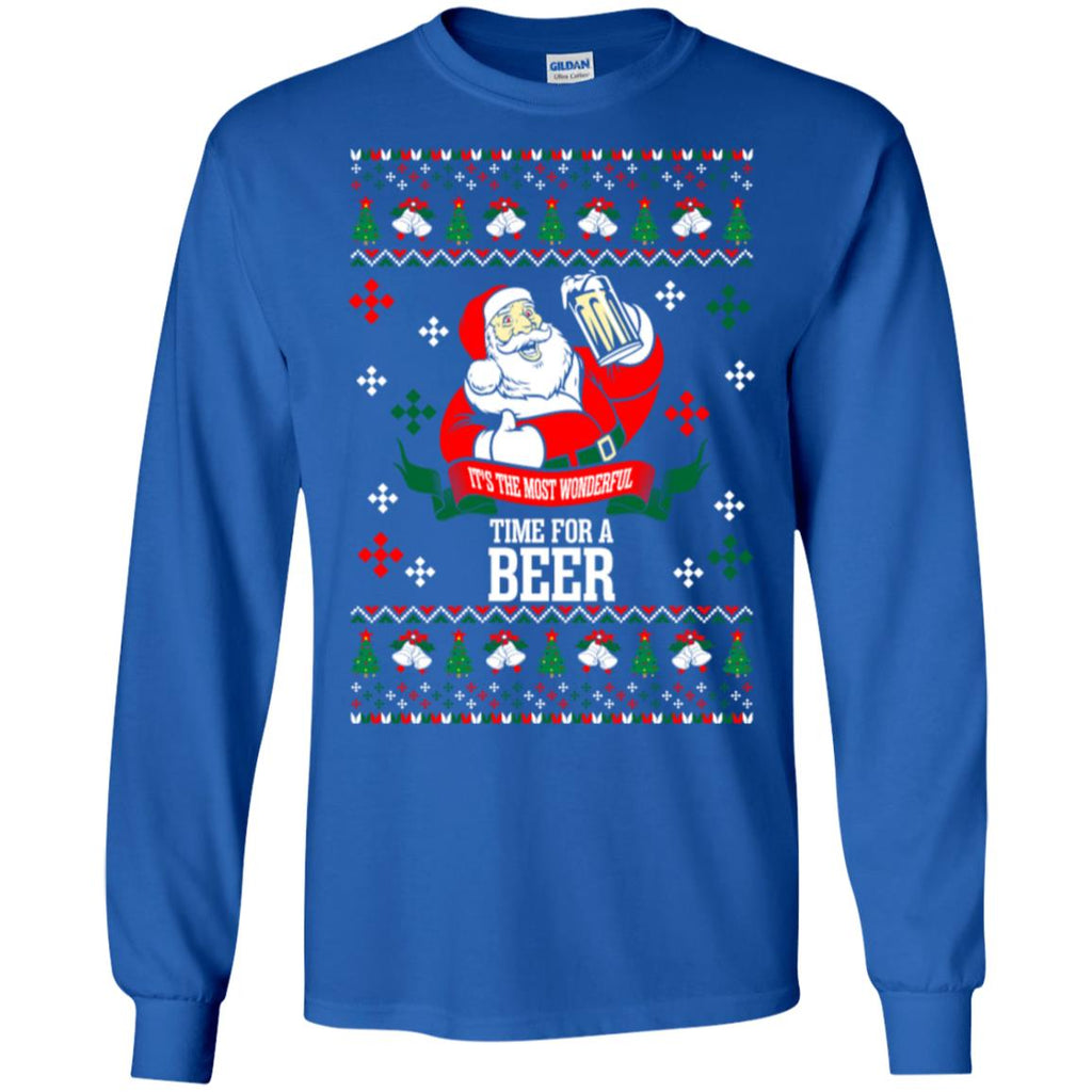 It's The Most Wonderful Time For A Beer Ugly Christmas Men Long SLeeve Shirt