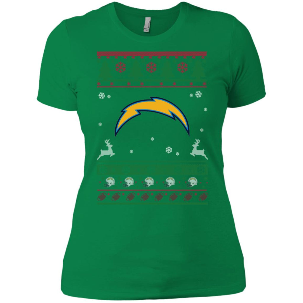Los Angeles Chargers Logo Football Teams Ugly Christmas Sweater Women T-Shirt