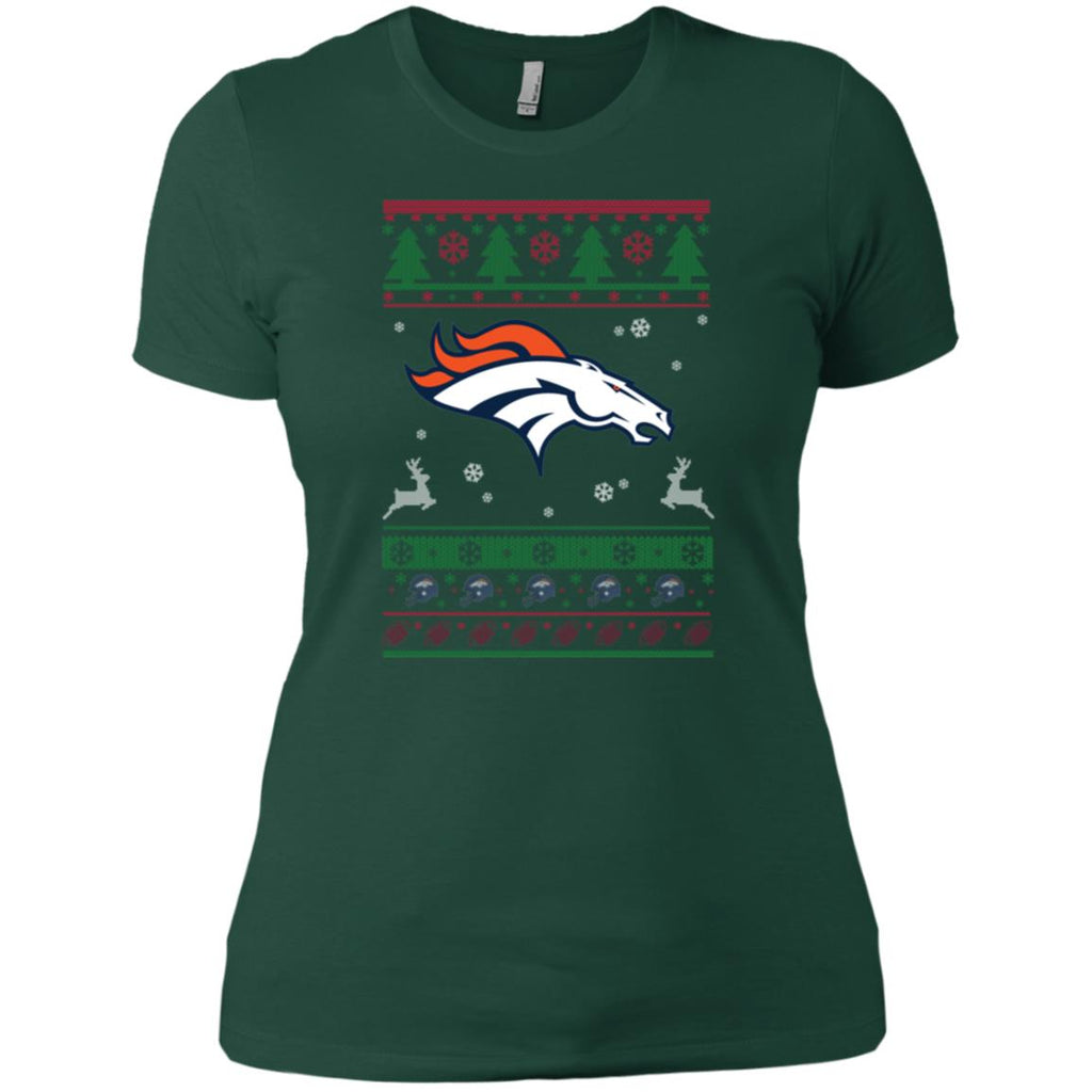 Denver Broncos Logo Football Teams Ugly Christmas Sweater Women T-Shirt